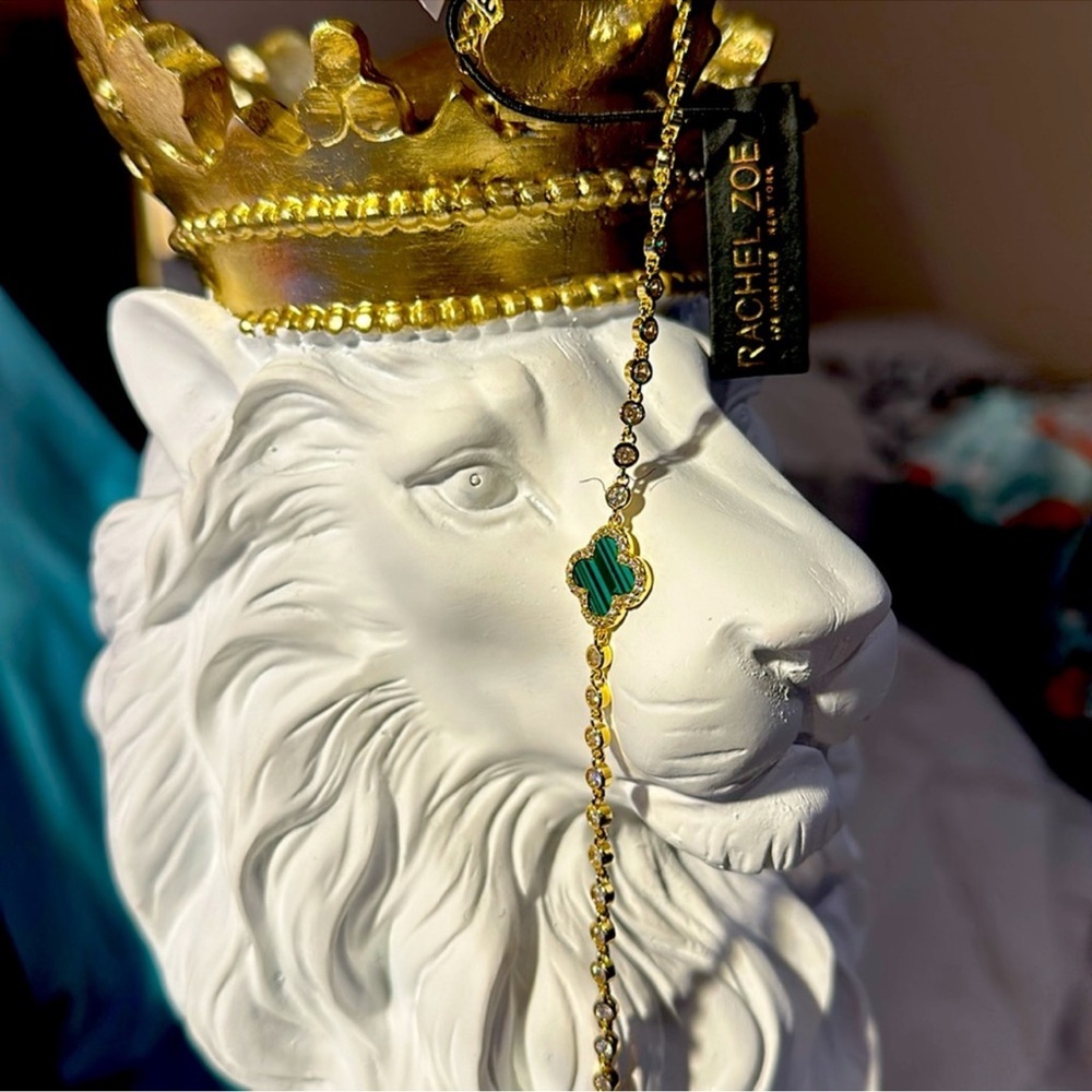 Rachel Zoe 18k Gold Plated w/CZ & Malachite Bracelet.